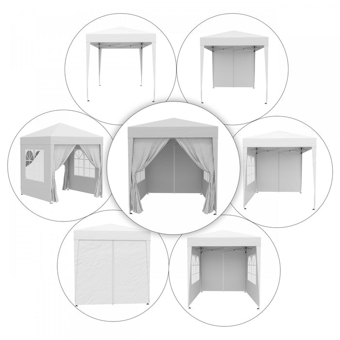Outsunny 6.6x6.6ft Tente De Fete Escamotable Pour L'exterieur Avec Parois Laterales Blanc