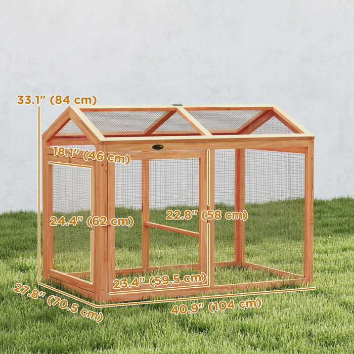 Parc a poules en bois, poulailler exterieur avec perchoir