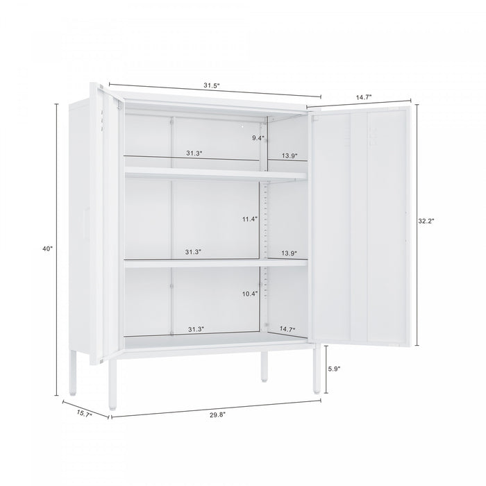Armoire d’appoint moderne Naomi 32\" en metal blanc