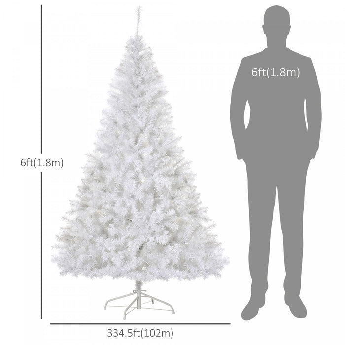 Homcom Arbre De Noel Artificiel Pre-eclaire De 6 Pieds Avec 250 Lumieres Led Blanches Chaudes Et 1000 Embouts