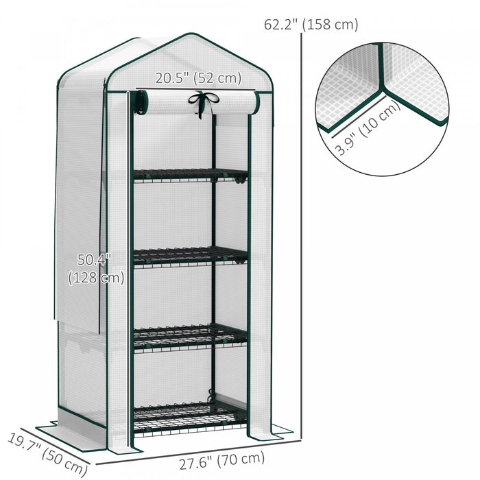 Outsunny Mini-Serre avec Toit en Maille, Serre Portable Compacte, Blanc