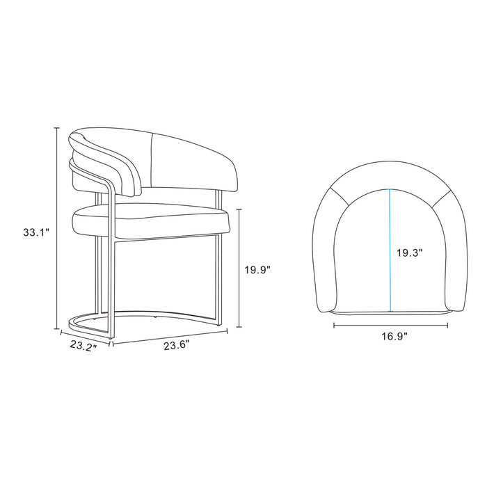 Chaise de salle a manger moderne Augusta en metal et cuir vegetalien blanc