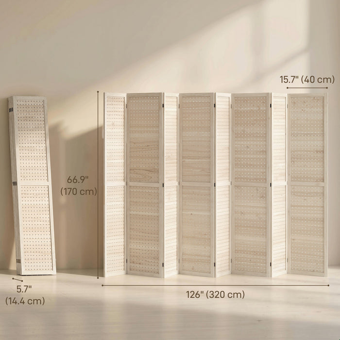 HOMCOM Paravent 8 Panneaux Pliable pour Interieur, Ecran de Decoration d'Interieur