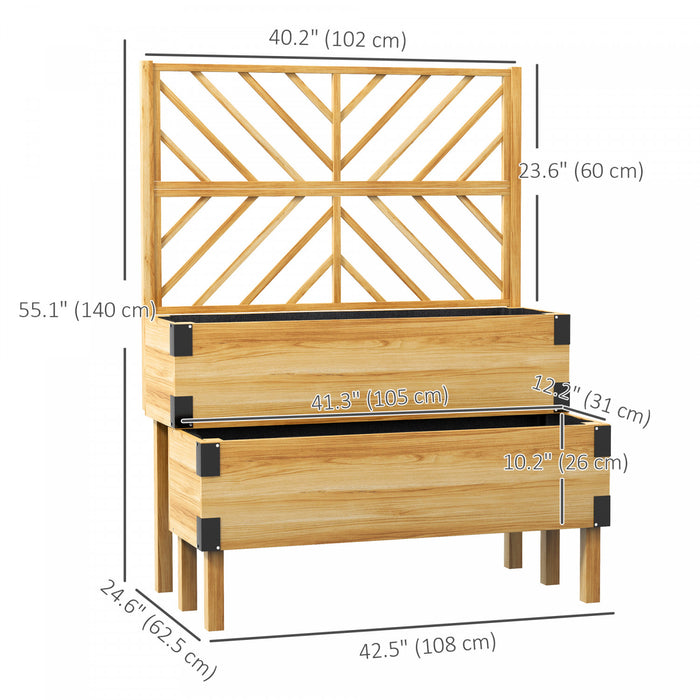 Outsunny Jardiniere En Treillis A 2 Etages, Lit De Jardin Sureleve En Bois