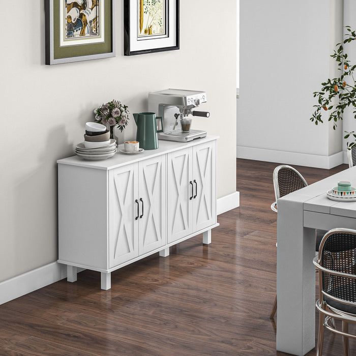 HOMCOM Meuble a cafe, buffet avec portes de grange, etagere reglable