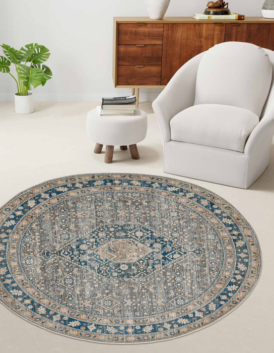 Tapis Traditionnel Lucia 5'0\" x 5'0\" en Bleu