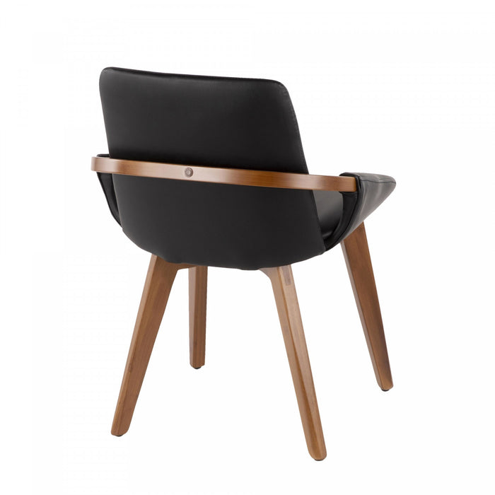 Chaise de salle à manger de style du milieu du 20e siècle Cosmo en similicuir - noyer et noir