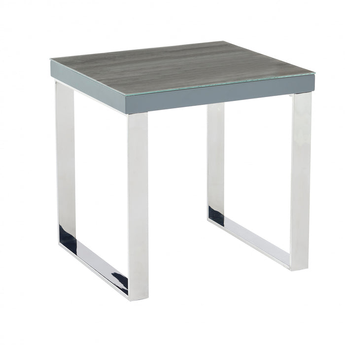 Table de bout Sylph avec finition faux bois et acier inoxydable