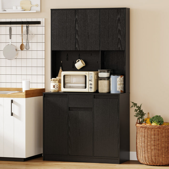 HOMCOM Armoire de rangement 71\" avec station de charge, noir
