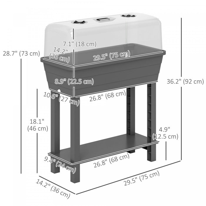 Outsunny Lit de jardin sureleve a arrosage automatique 41 L, gris fonce