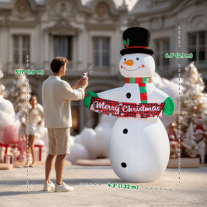 Outsunny Bonhomme de neige gonflable de Noel, decoration gonflable de Noel
