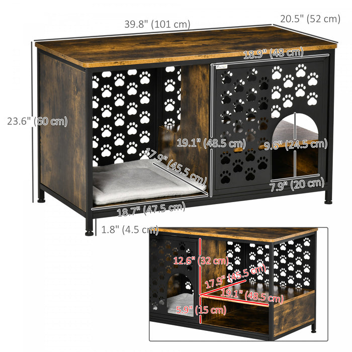 Pawhut 2 En 1 Maison Pour Chat Niche Pour Chat Table Basse Avec Coussin Moelleux Etagere De Rangemet 39.75\"l X 20.5\"l X 23.5\"h