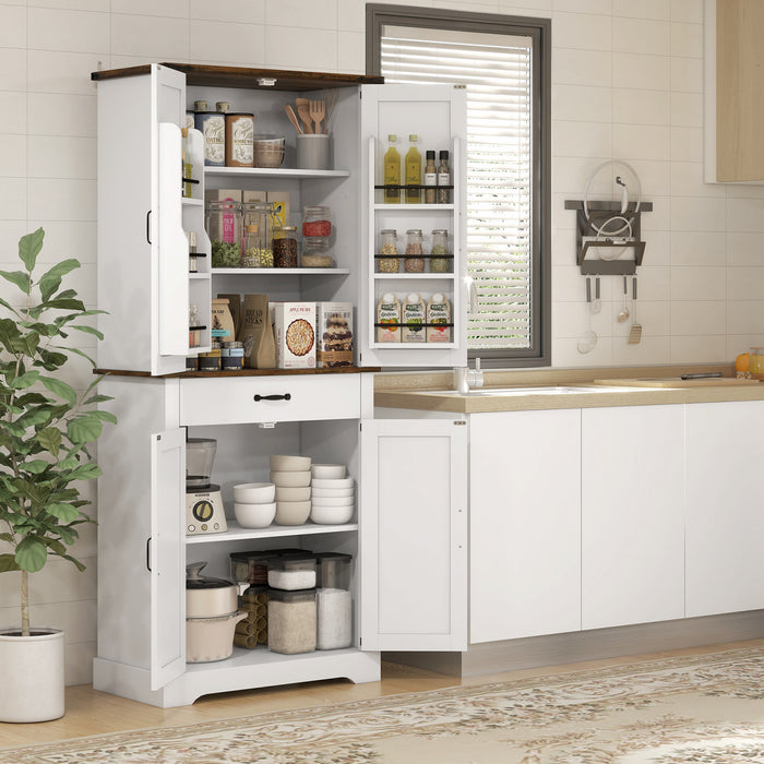 HOMCOM Garde-manger de cuisine, grand meuble de rangement , blanc