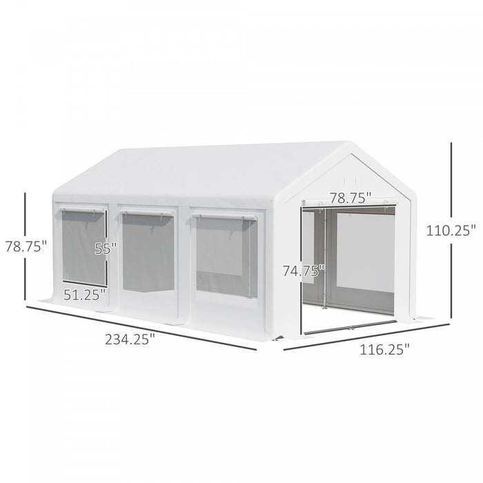 Outsunny 20' X 10' Tente De Fete Pavillon De Jardin Avec 6 Parois Laterales Amovibles Et Fenetres Pour L'evenement Exterieur, Blanc