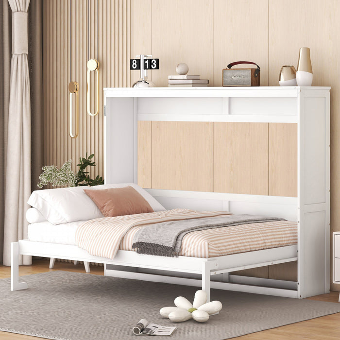 Evelyn Lit mural escamotable gain de place Murphy avec design d’armoire pliable, lit Full, blanc