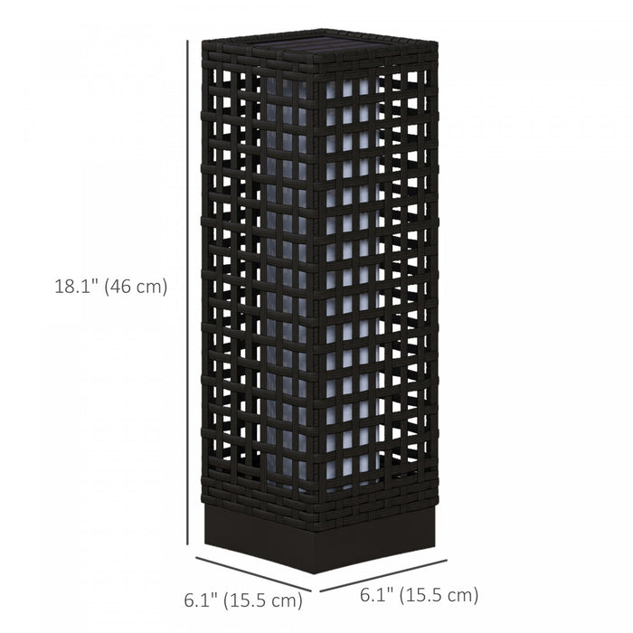 Outsunny Lampe Solaire en Osier, Lampe d'Exterieur Automatique, Noir
