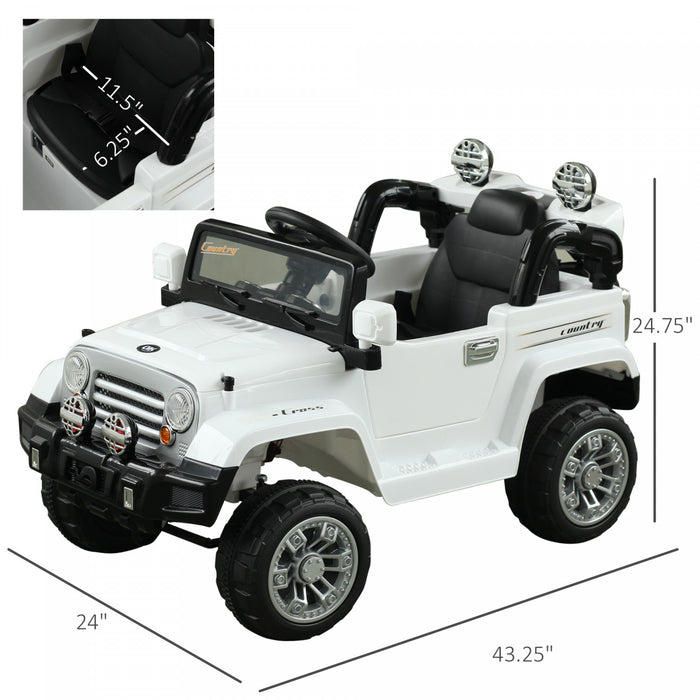 Aosom Voiture Electrique A Chevaucher Jouet 12v Pour Enfants Camion Avec Telecommande 2 Vitesses Lumieres Mp3 Lcd Indicateur De Puissance, Blanc