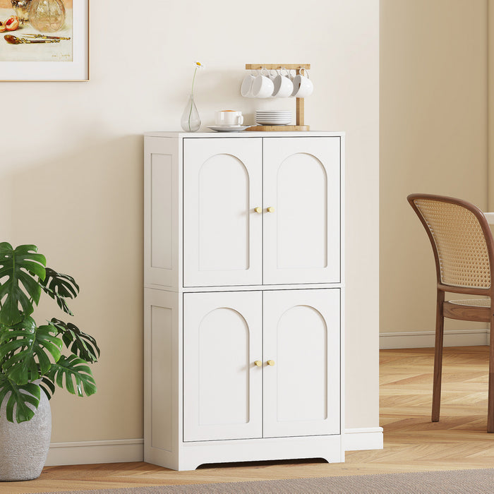HOMCOM Armoire de cuisine 43\", meuble de rangement a 4 niveaux, blanc