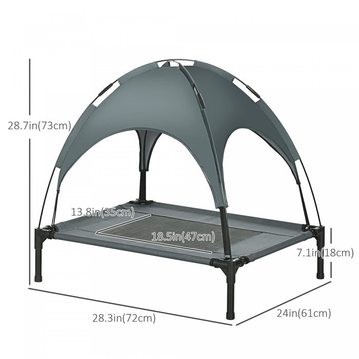 Pawhut Lit Pour Chien Portable Sureleve Avec Auvent De Protection Uv (30\" L X 24,3\" L X 29\" H)