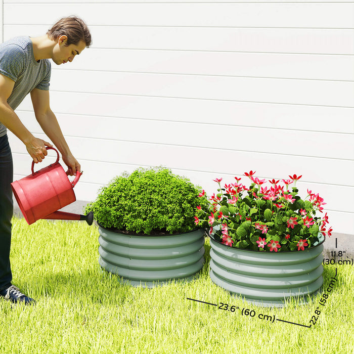 Outsunny Lot de 2 plates-bandes surelevees en acier pour jardin, vert