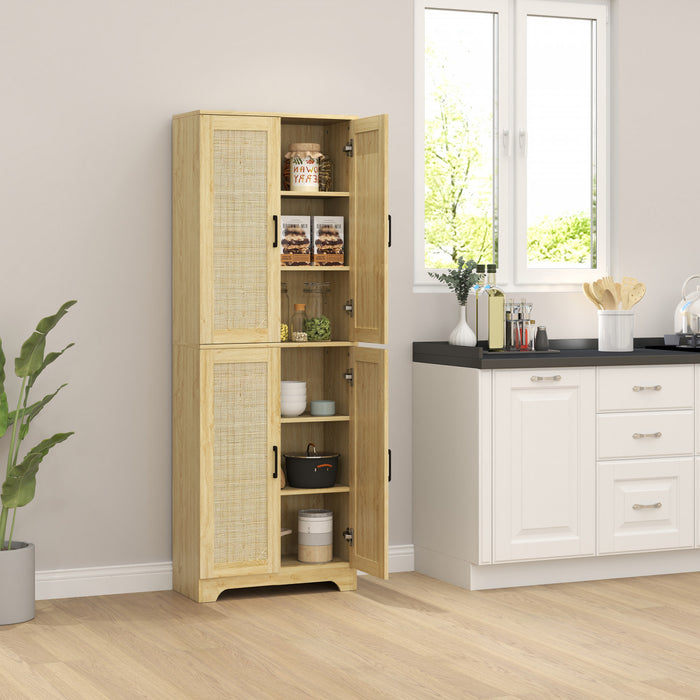 HOMCOM Garde-manger de cuisine avec 4 portes et etageres reglables, chene