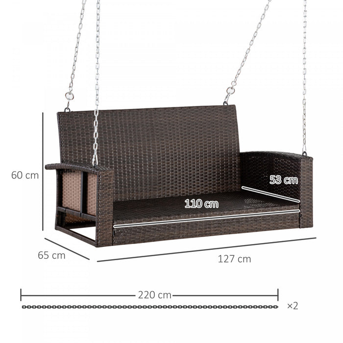 Outsunny Banc Suspendu En Rotin Chaise Suspendue De Jardin Balancoire Exterieure En Osier Pour 2 Personnes Avec Hamac Double Pour Cour, Bleu Fonce
