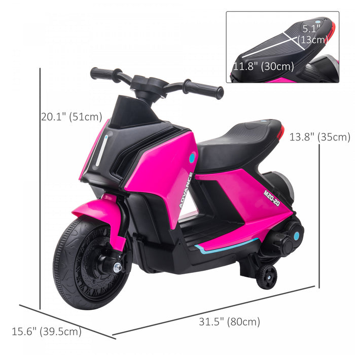 Aosom Moto Tout-terrain Electrique Pour Enfants 6 V Alimentee Par Batterie, Velo De Rue Tout-terrain Avec Musique, Phares, Batterie Rechargeable, Roues D'entrainement, Pour 2 A 4 Ans, Rose