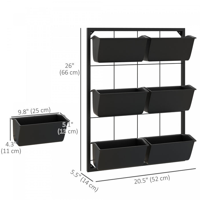 Outsunny Jardiniere Murale a 3 Niveaux avec 6 Pots, Support Suspendu
