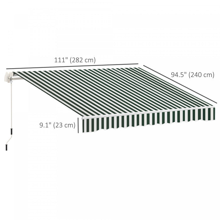 Outsunny Toile De Store Retractable De 10' X 8' Pour L'exterieur Protection Uv Vert Et Blanc