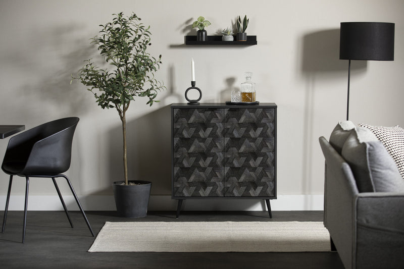 Armoire de rangement Oxford à 2 portes - chêne noir et gris foncé