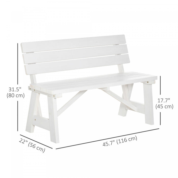 Banc De Jardin En Bois Outsunny Pour L'exterieur, Blanc