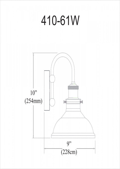 Applique murale Vintage de Dainolite en verre transparent, avec fini noir et laiton antique, et 1 ampoule