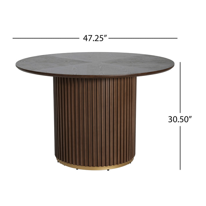 Table a manger ronde a piedestal Cove 47,25 pouces pour 4 a 5 personnes, brun