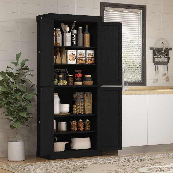 HOMCOM Armoire de cuisine independante 4 portes avec etageres, Noir