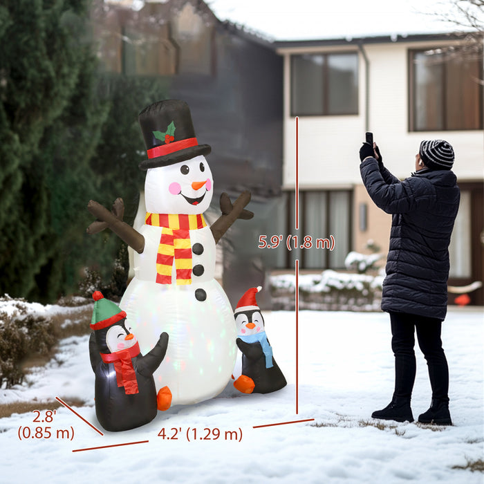 Outsunny Bonhomme de neige gonflable de 5,9\", Decoration de Noel gonflable