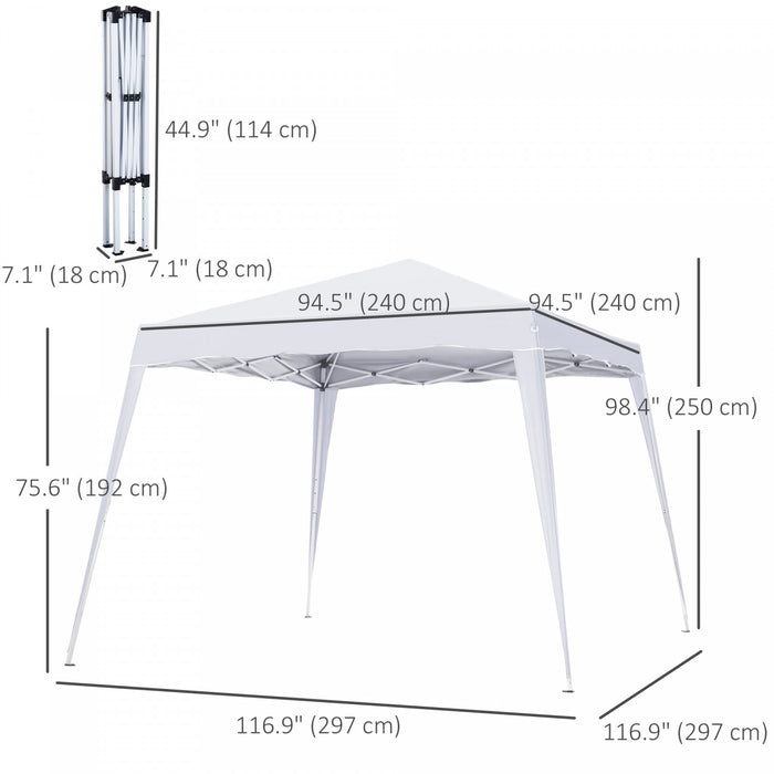 Outsunny Tente D'exterieur Pliable 8' X 8' Avec Sac, Blanc