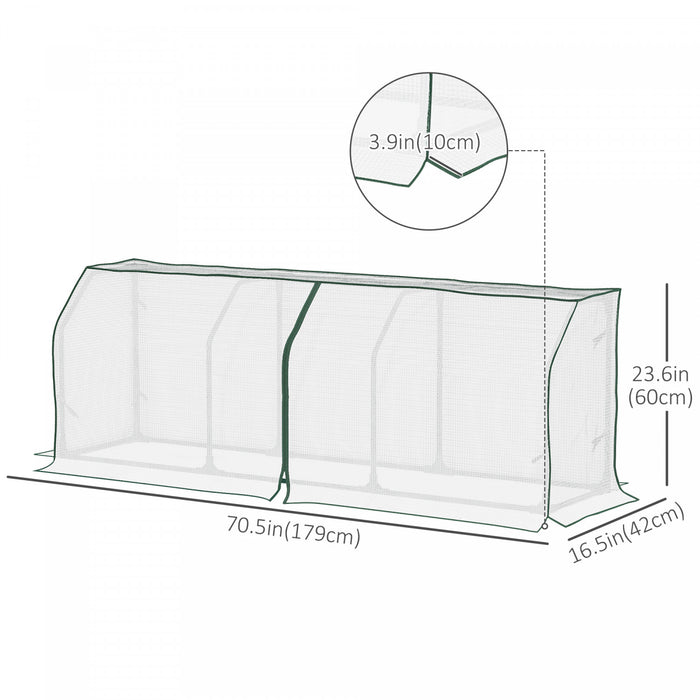 Outsunny - Mini-serre De 71\" X 17\" X 24\" - Serre Chaude Portable Pour Plantes Avec Fermeture Eclair Pour L'exterieur, L'interieur, Le Jardin, Blanc.