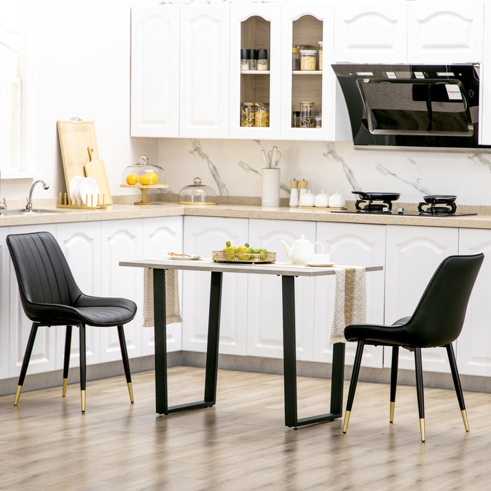 HOMCOM Chaises de salle a manger (lot de 2), rembourree en cuir PU, noir