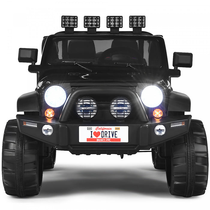 Voiture Pour Enfants 2 Places 12v, Pick-up Telecommande Avec Compartiment De Rangement, Coloris Noir