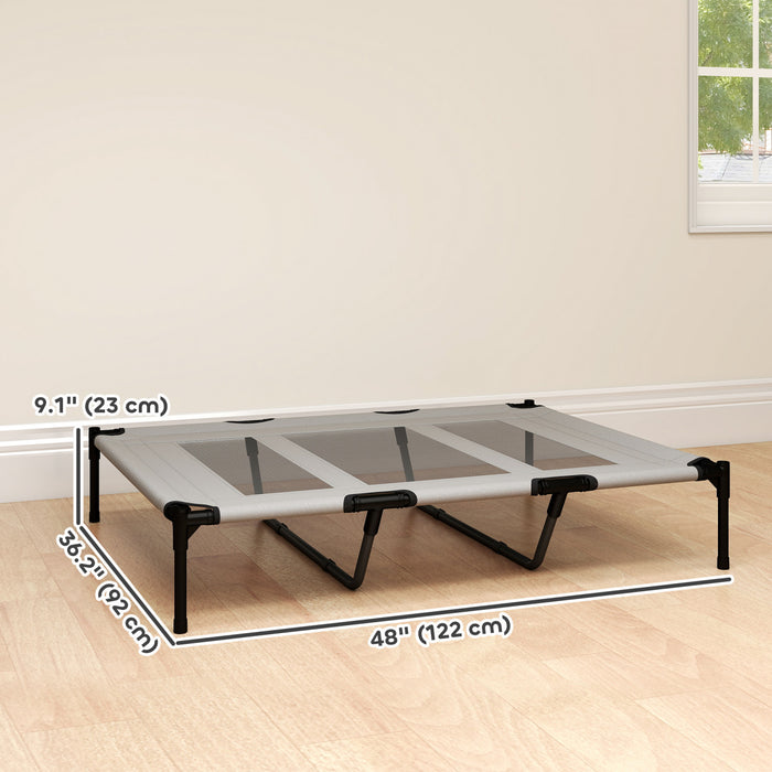 Lit pour chien respirant sureleve, 122 x 92 x 23 cm, gris clair