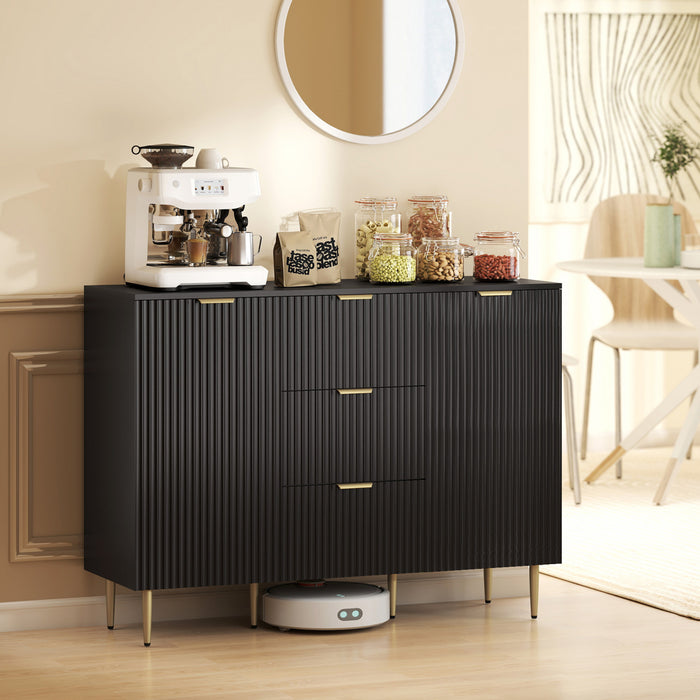 HOMCOM Buffet avec 3 tiroirs et etageres reglables, Noir