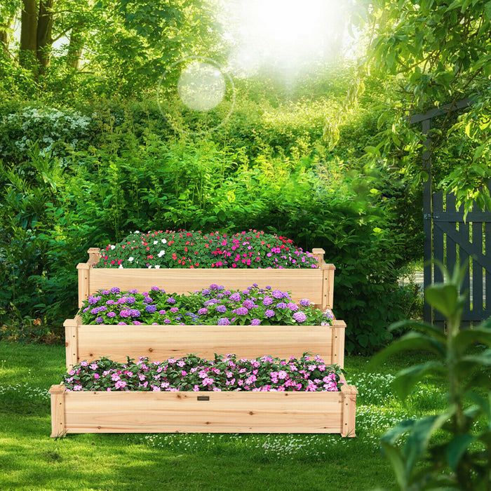 Costway – Potager Sureleve En Bois A 3 Etages Pour Jardinage Exterieur