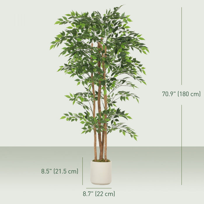HOMCOM Faux Banians de 6pi, Ensemble de 2 Plantes Artificielles