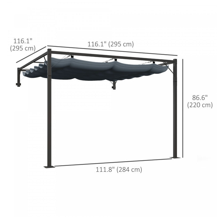 Outsunny Pergola Metallique Murale 10' X 10' Avec Toit Retractable