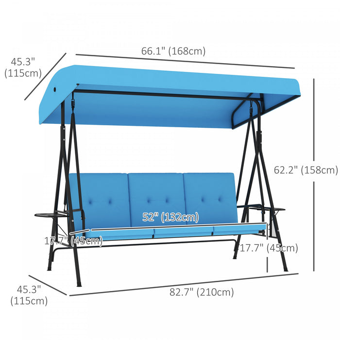 Outsunny Chaise D'oscillation De Patio A 3 Places Avec Auvent Reglable