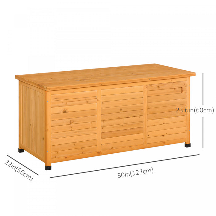Outsunny Boite De Terrasse En Bois 75 Gallons, Conteneur De Stockage Exterieur Avec Espace D'aeration Et Finition Anti-intemperies, Jaune