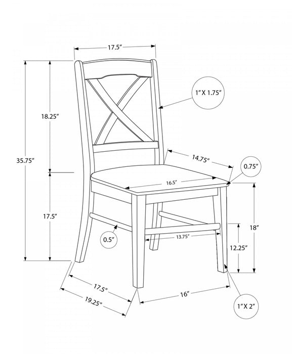 Ensemble de 2 chaises de salle à manger de style transitionnel avec pattes en chêne et couleur crème pour la cuisine et la salle à manger