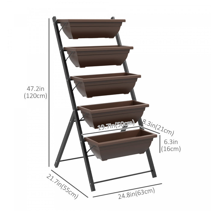 Outsunny Jardin Sureleve A 5 Niveaux Avec 5 Bacs A Plantes, Bacs De Culture Pour L'exterieur Avec Trous De Fuite Pour Balcon, Patio, Exterieur