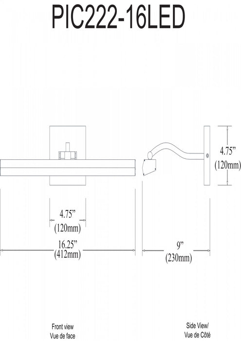 Lampe pour affichage d’image Leonardo de Dainolite de 16 po en verre givré qui diffuse la lumière, avec fini laiton vieilli et ampoule de 20 W