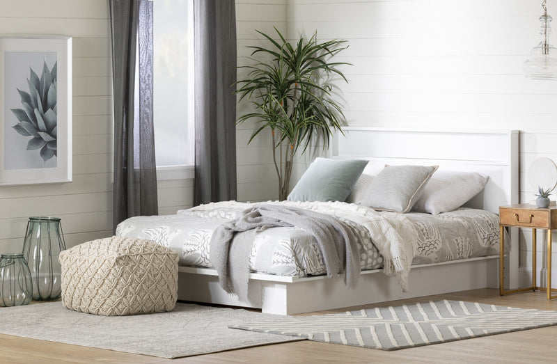 Grand lit plateforme Holland avec tiroir - blanc pur